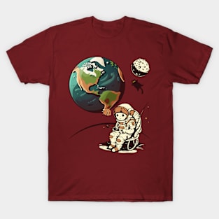 Astronaut Boy and Cat in Space T-Shirt